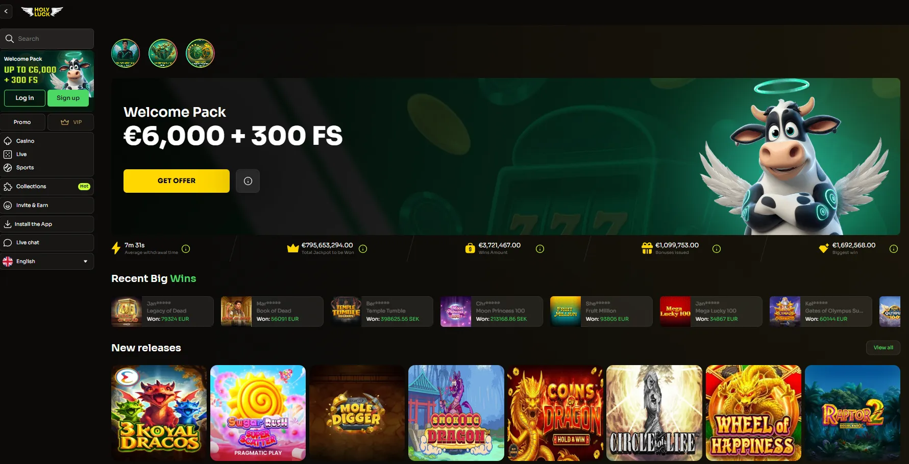Holyluck - Tot €6.000 Welkomstbonus